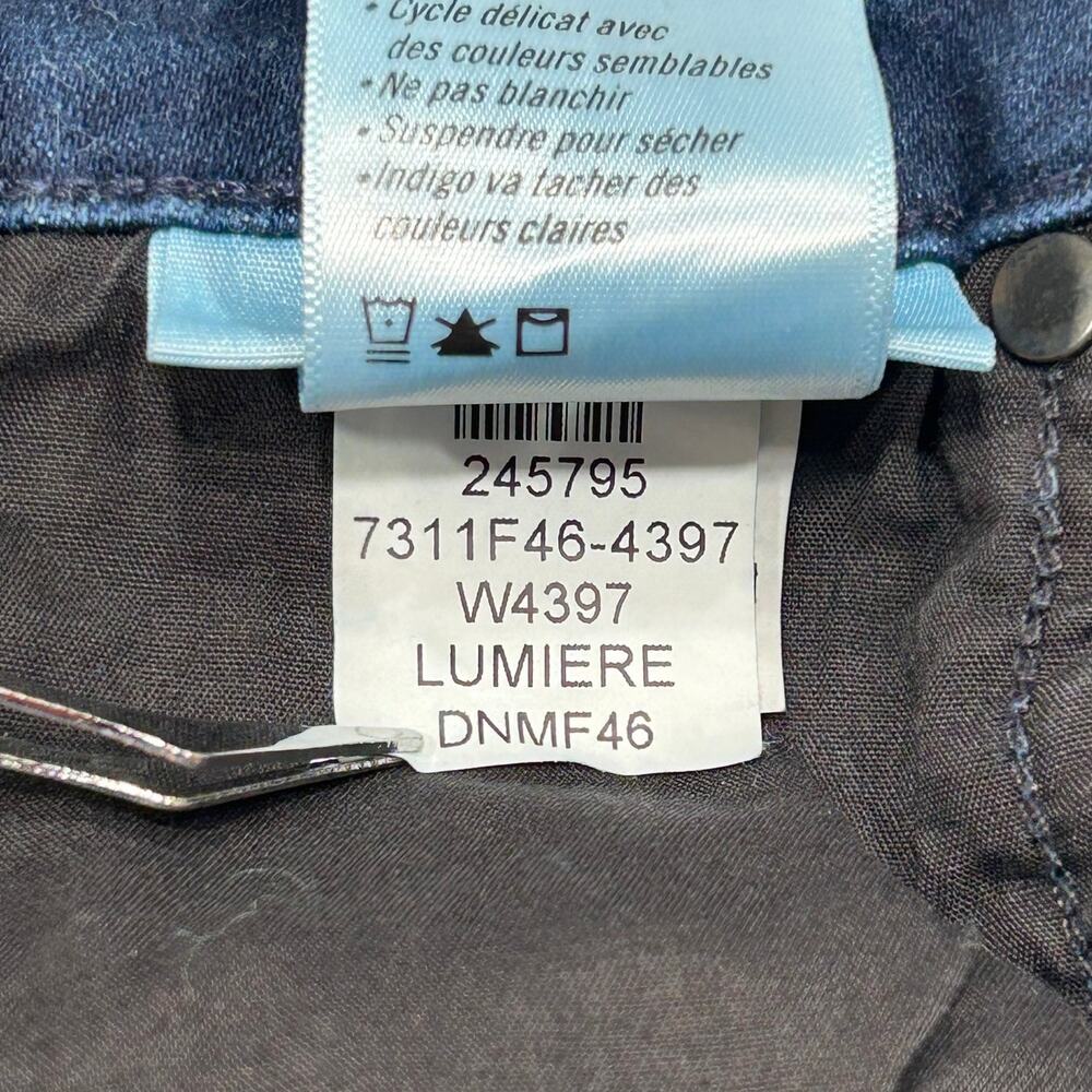 PAIGE Femme High Rise Slim Straight Jeans Lumiere Dark Wash Size 25 - Picture 9 of 13